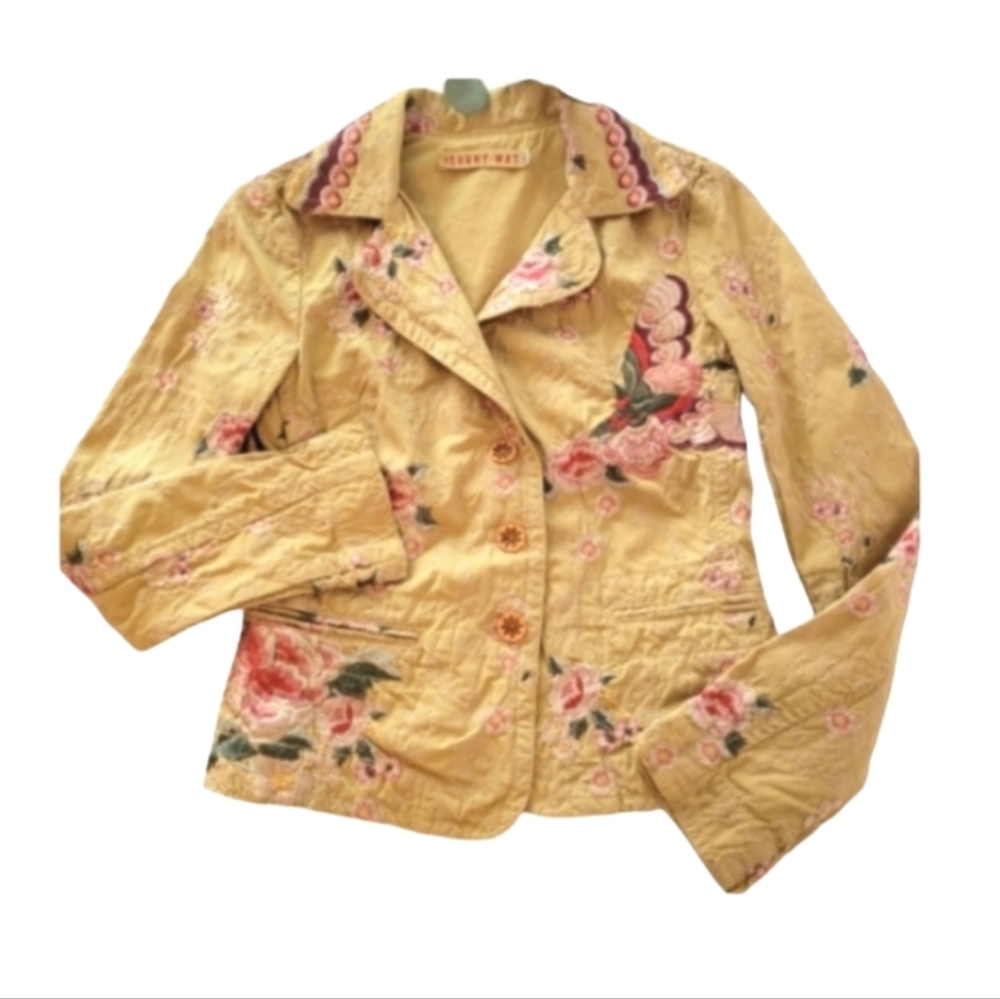 Johnny Was floral embroidered blazer women's size XS